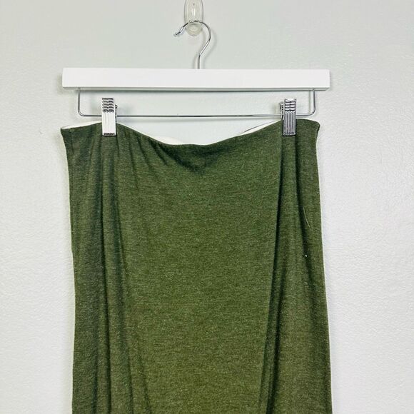 Ann Taylor Dark Green Ruched Long Knit Dress Skirt Size 8 - Picture 6 of 12